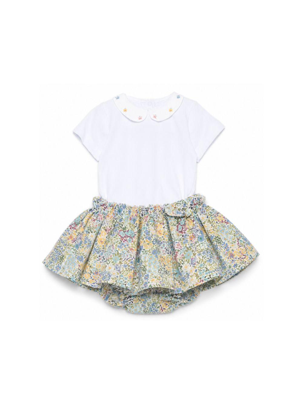 Completo per neonata Mariella Ferrari bianco e azzurro con stampa floreale CA928 PLR16 AZZURRO MARIELLA FERRARI KIDS 