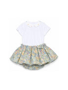 Completo per neonata Mariella Ferrari bianco e azzurro con stampa floreale CA928 PLR16 AZZURRO MARIELLA FERRARI KIDS 