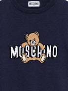 Maglione per bambino Moschino Kids bu con Teddy Bear ricamato sul davanti HXW00JLHE62 40016 MOSCHINO KIDS 