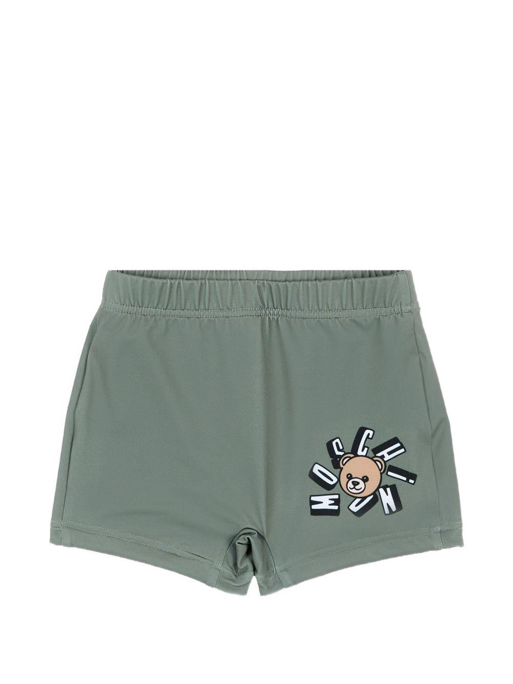 Costume per neonato Moschino Kids verde con stampa Teddy MXL006LKA11 30037 MOSCHINO KIDS 