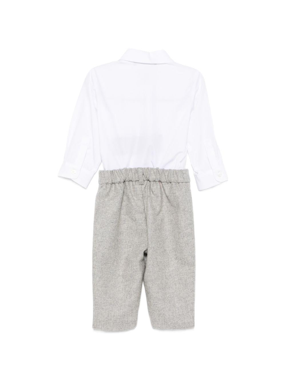 Completo per neonato Balmain Kids bianco e grigio con placca logo BZA300 I0341 806OR BALMAIN KIDS 