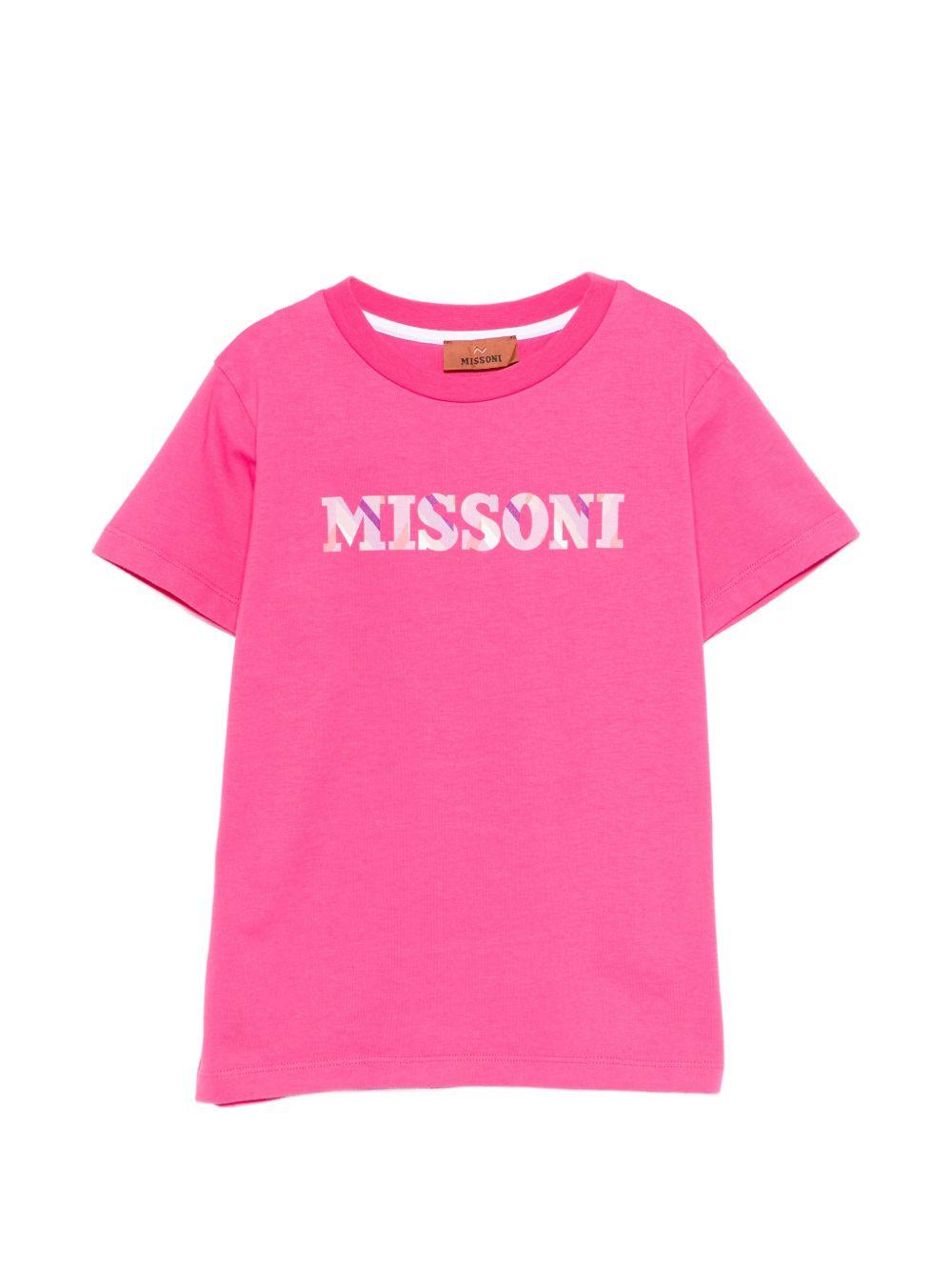 T-shirt per bambina Missoni Kids rosa con logo MY8A41 Z3672 513 MISSONI KIDS 