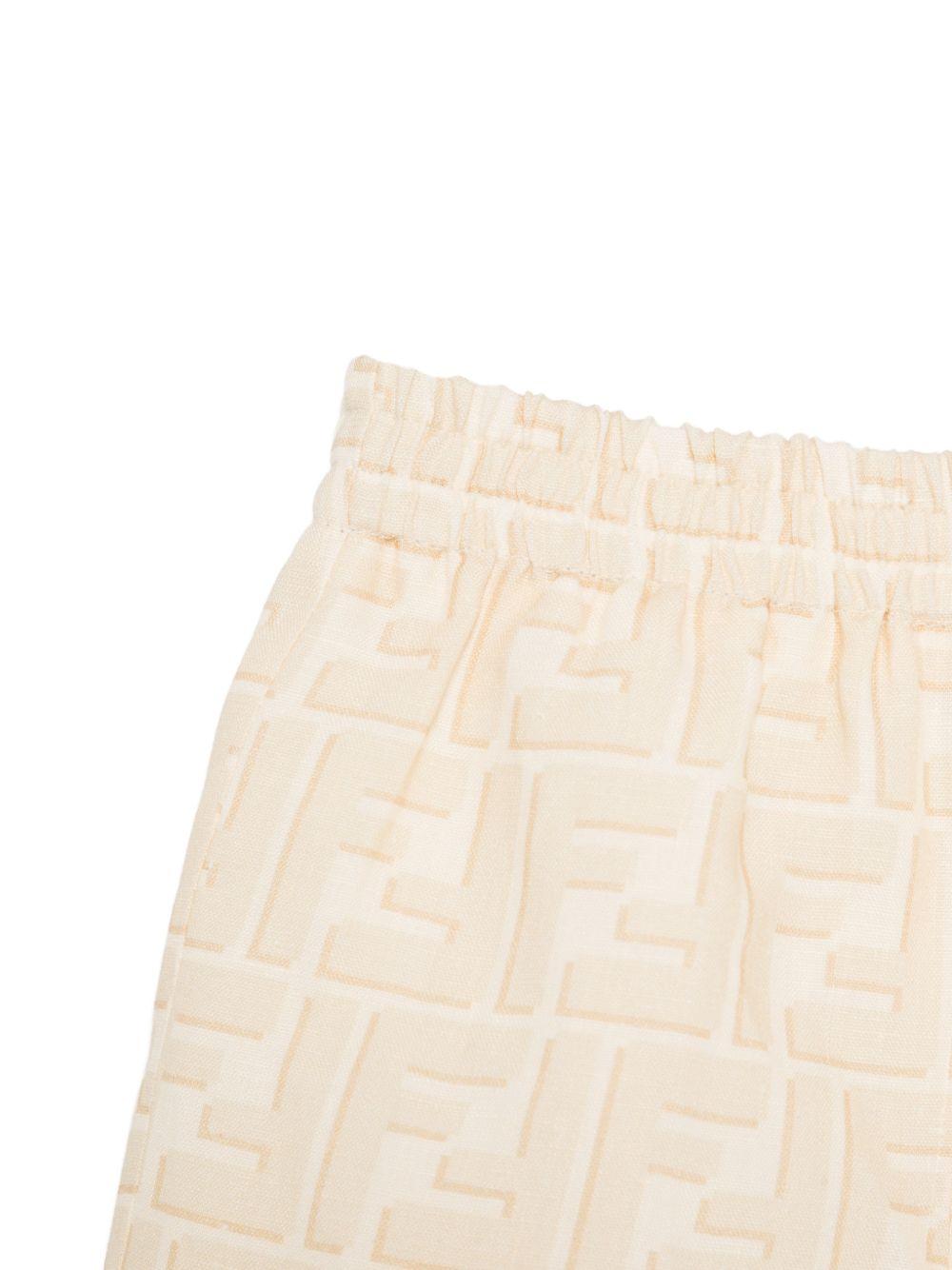Shorts per neonato Fendi Kids beige con monogramma FF all-over BUF268 AY8C F1P2N FENDI KIDS 