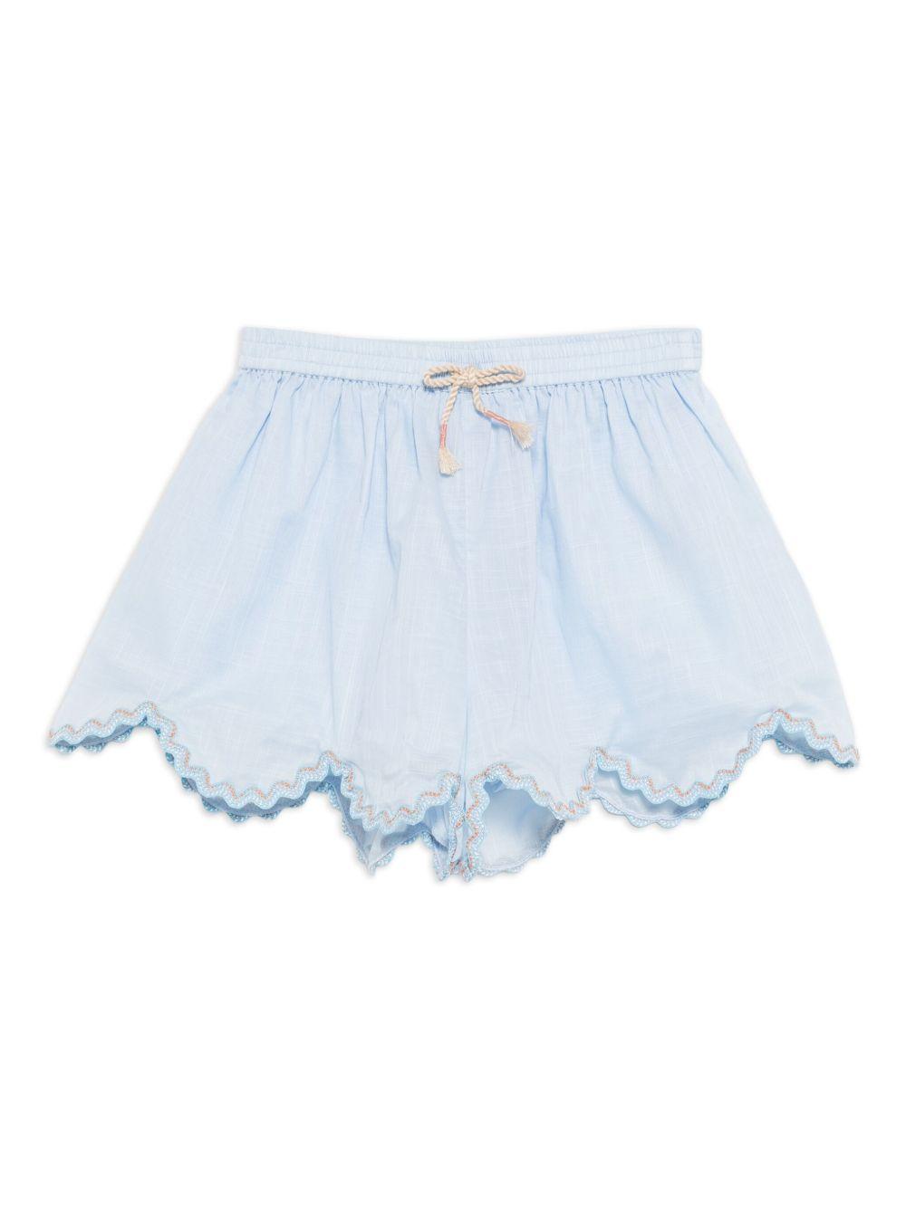 Shorts per bambina ZIMMERMANN Kids Cascadian azzurro con orlo a smerlo 4008AS S255 ZIMMERMANN KIDS 
