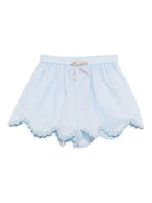 Shorts per bambina ZIMMERMANN Kids Cascadian azzurro con orlo a smerlo 4008AS S255 ZIMMERMANN KIDS 