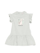 Abito per neonata Moncler Enfant verde con stampa grafica sul davanti L19518I0000289AUM 810 MONCLER ENFANT 