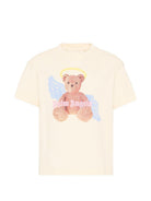 T-shirt per bambina Palm Angels Kids beige con stampa Teddy sul davanti PGAA002S26JER001 002 PALM ANGELS KIDS 