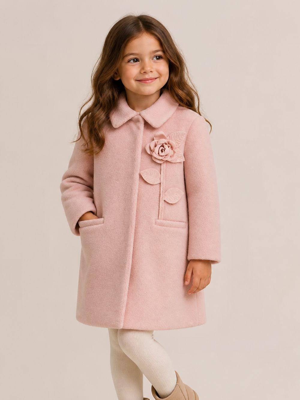 Cappotto per bambina Monnalisa Kids rosa con applicazione fiore 79H101 8036 094F MONNALISA KIDS 