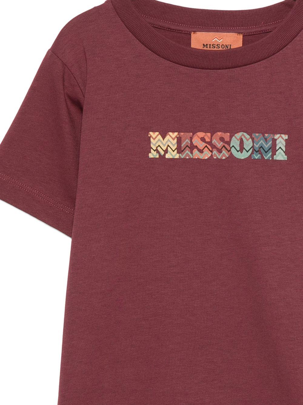 T-shirt per bambini Missoni Kids bordeaux con scritta logo multicolore MZ8H31 Z3672 530 MISSONI KIDS 