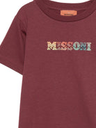 T-shirt per bambini Missoni Kids bordeaux con scritta logo multicolore MZ8H31 Z3672 530 MISSONI KIDS 