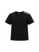 T-shirt per bambini Balmain Kids nera con dettaglio bottoni sulla spalla BZ8I81 Z3672 930OR BALMAIN KIDS 