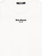 T-shirt per bambino Balmain Kids bianca con stampa logo sul davanti BZ8I11 Z3672 102NE BALMAIN KIDS 