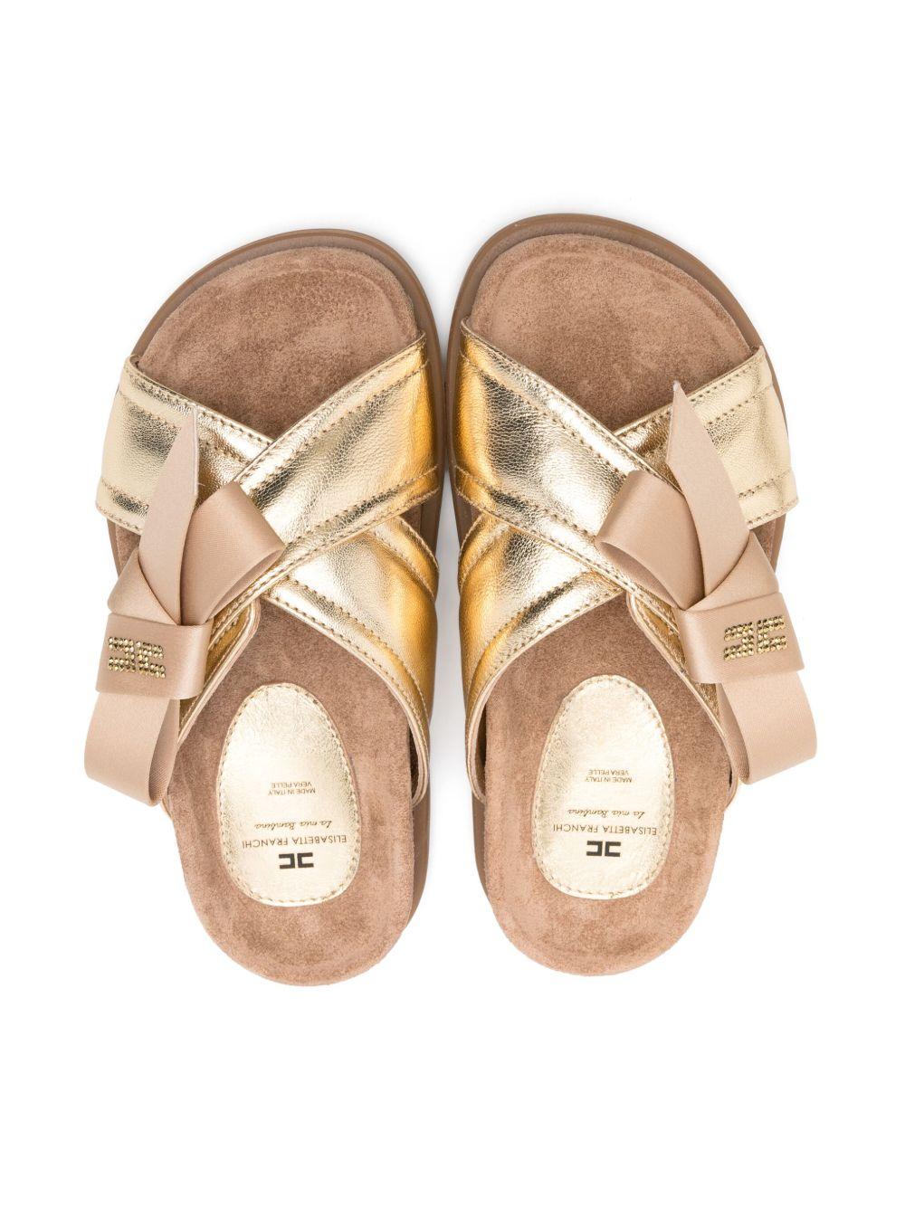 Sandali per bambina Elisabetta Franchi La Mia Bambina oro con fiocco F4A2E03080092 511 ElISABETTA FRANCHI 