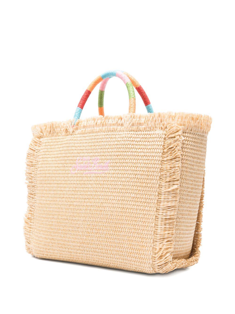 Borsa tote Colette MC2 Saint Barth beige con frange ricamate COL0017 02737L MC2 ST. BARTH KIDS 