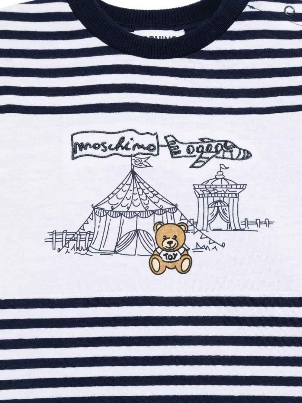 T-shirt con stampa Teddy Bear per neonato Moschino Kids bianco con orlo dritto MUM046LAE08 83442 MOSCHINO KIDS 