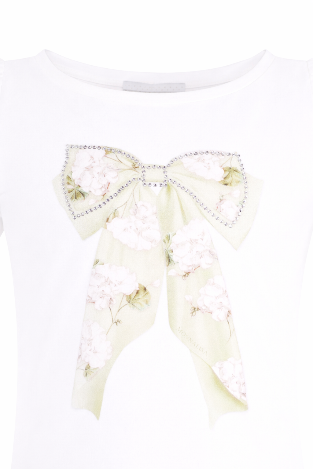 T-shirt per bambina Monnalisa bianca con stampa a fiori 71G602 7201 0001 MONNALISA KIDS 