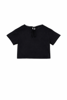 T-shirt per bambina Alberta Ferretti Kids nera con stampa con logo sul davanti R1G600 7120 0050 ALBERTA FERRETTI KIDS 