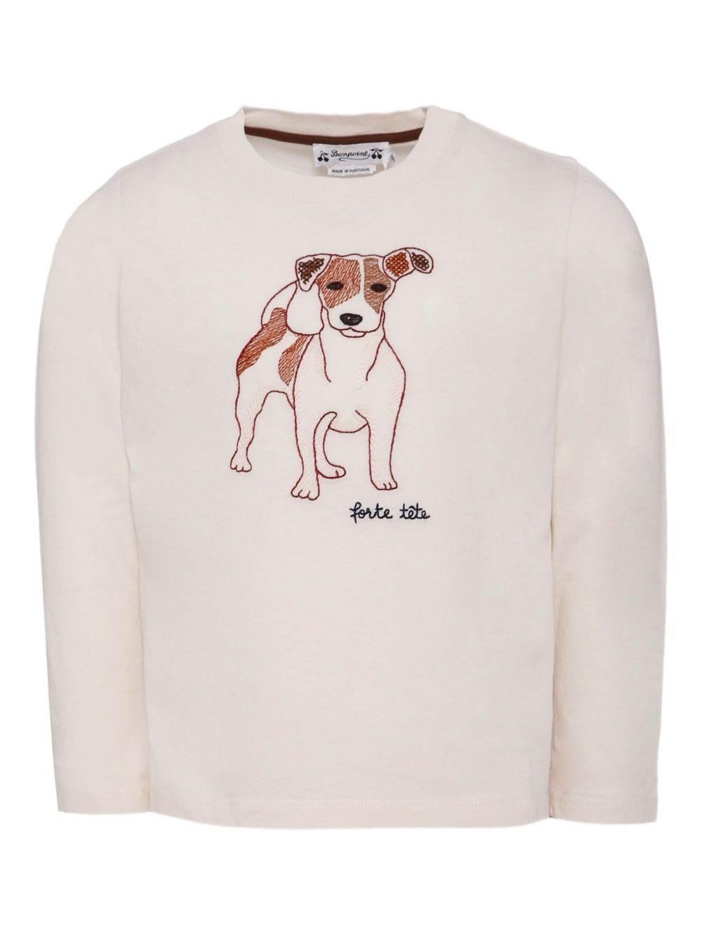 T-shirt per bambino Bonpoint beige con stampa cane W05BTSK00017 104 BONPOINT 