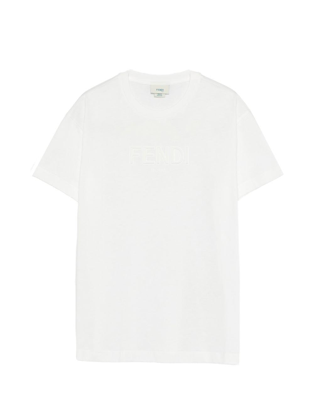 T-shirt per bambino Fendi Kids bianca con logo sul davanti JUI202 7AJ F0TU9 FENDI KIDS 