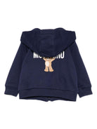 Felpa per neonato Moschino Kids blu con chiusura con zip MUF065LCA40 40016 MOSCHINO KIDS 
