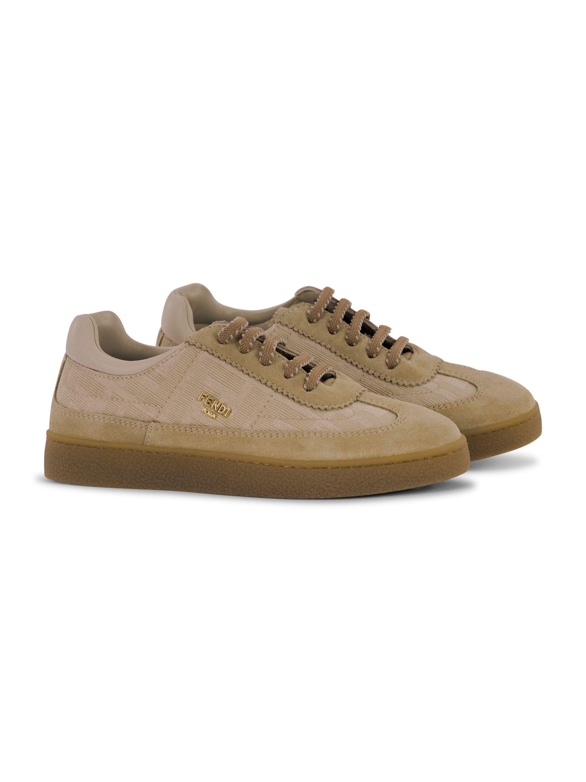 Sneakers per bambino Fendi Kids beige con inserti in pelle scamosciata JMR564 AWK6 F1V9S FENDI KIDS 