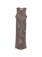 Abito lungo da donna Eileen MC2 Saint Barth marrone a maglia traforata EIE0001 09459L MC2 ST. BARTH 