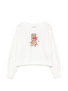 Felpa per bambina Moschino Kids bianca con dettaglio Teddy Bear HBF06GLDA63 10063 MOSCHINO KIDS 