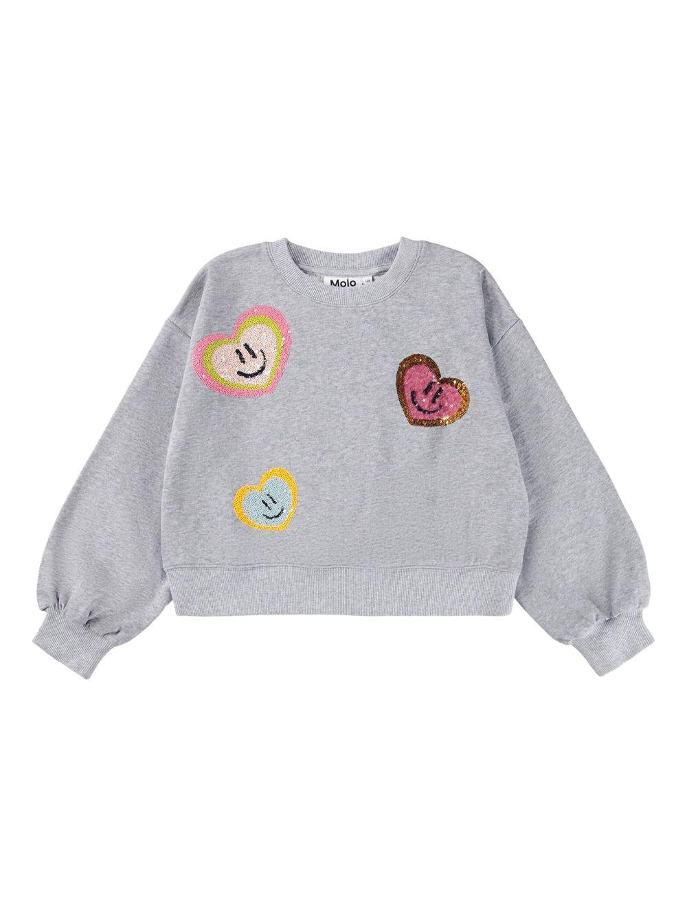 Felpa per bambina MOLO grigia con decorazione con paillettes 2W25J219 1046 MOLO 