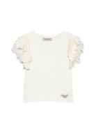 T-shirt per bambina Alberta Ferretti Kids bianca con maniche con volant R9G601 7029 0035 ALBERTA FERRETTI KIDS 