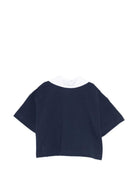 T-shirt per bambina Balmain Kids blu con scollo a V BY8B31 Z3658 617BC BALMAIN KIDS 