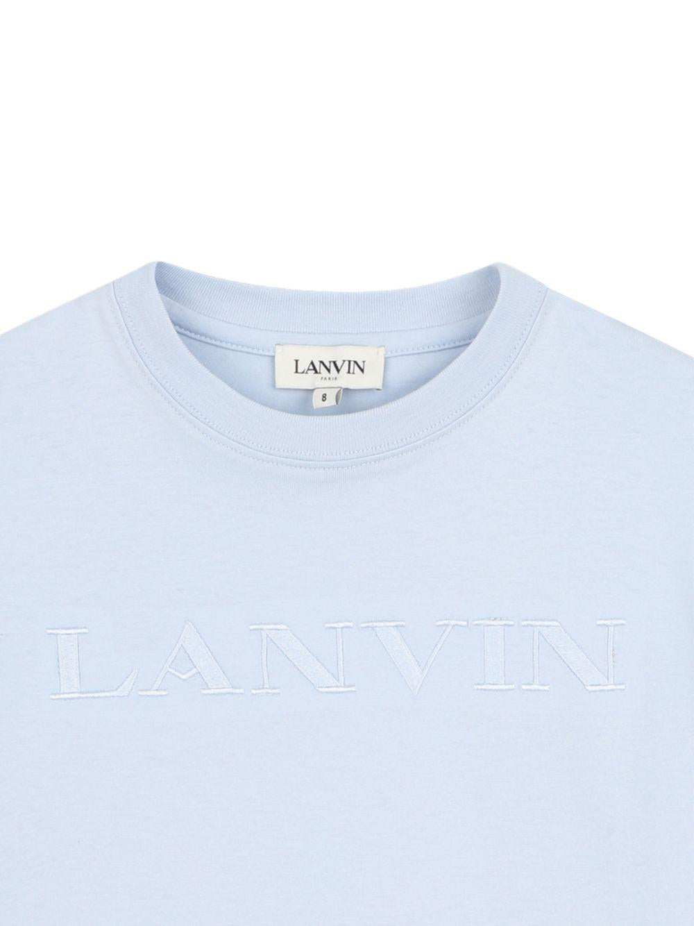 T-shirt per bambino Lanvin Enfant azzurra con scritta groffata N30360 79L LANVIN KIDS 