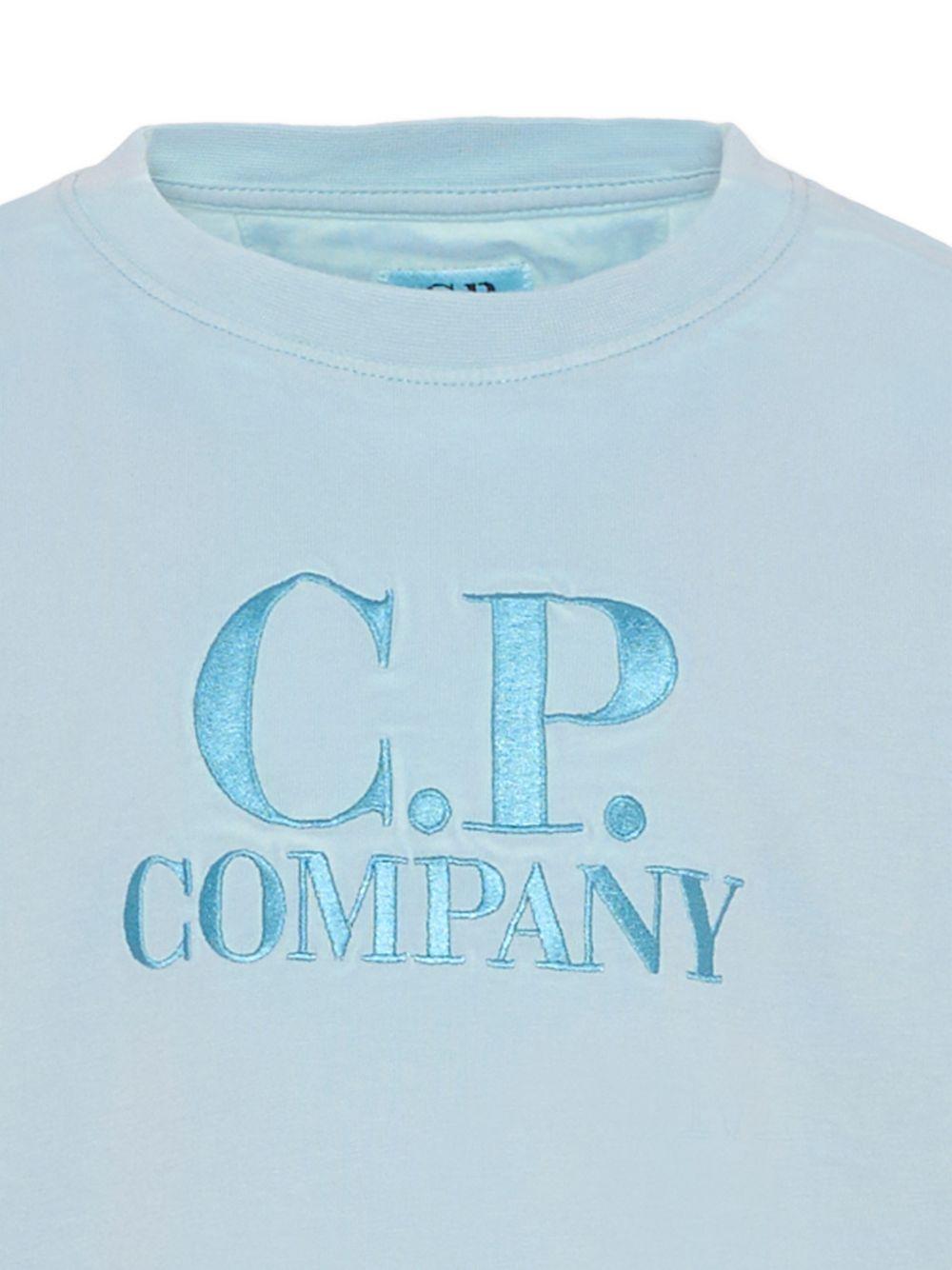 T-shirt per bambino C.P. Company Kids azzurra con logo sul davanti CNM00QLAA17 41372 C.P.COMPANY KIDS 