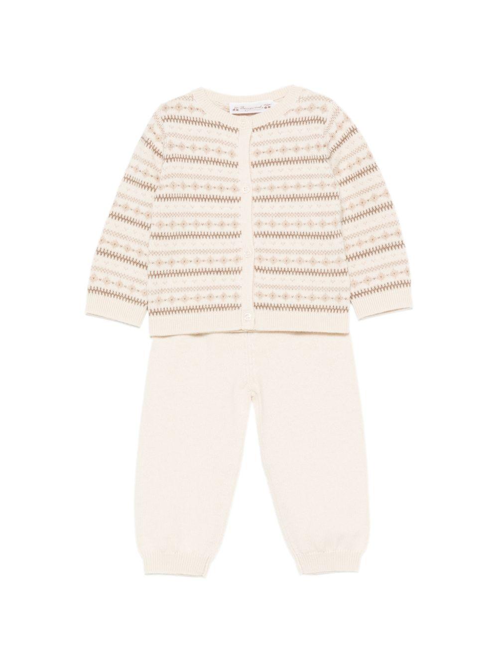 Completo per neonati Bonpoint Kids beige con motivo Fair Isle W06PSEK00005 902 BONPOINT KIDS 