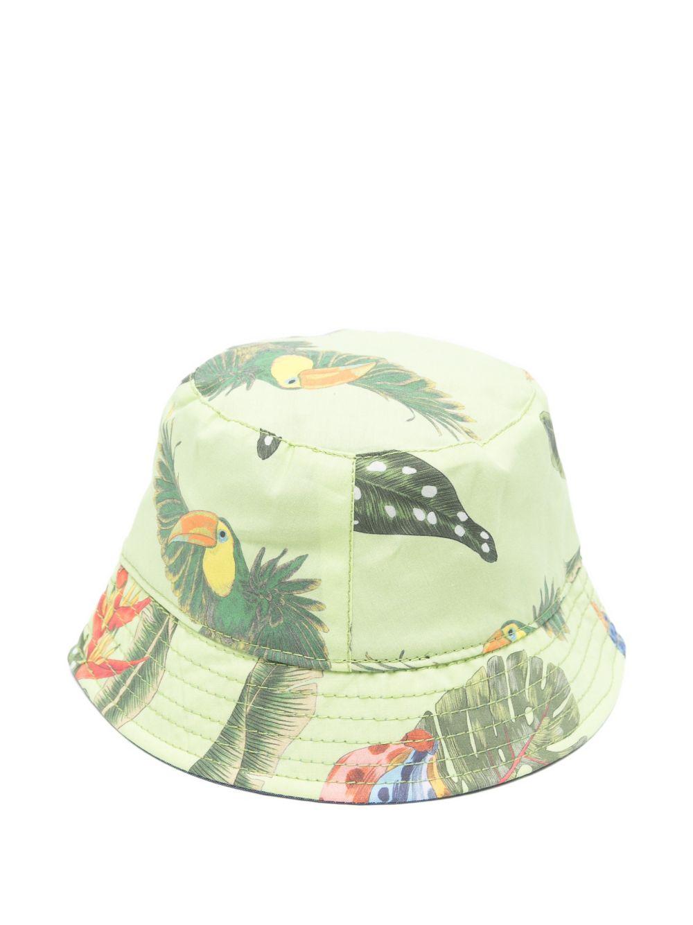 Cappello bucket per neonato Roberto Cavalli Kids verde con stampa volatili CIP26088HA TROP. LIME ROBERTO CAVALLI KIDS 