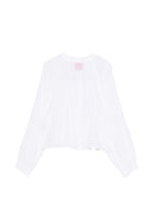 Camicia arricciata Merci bianca con scollo rotondo CAM033 WHITE MERCI 