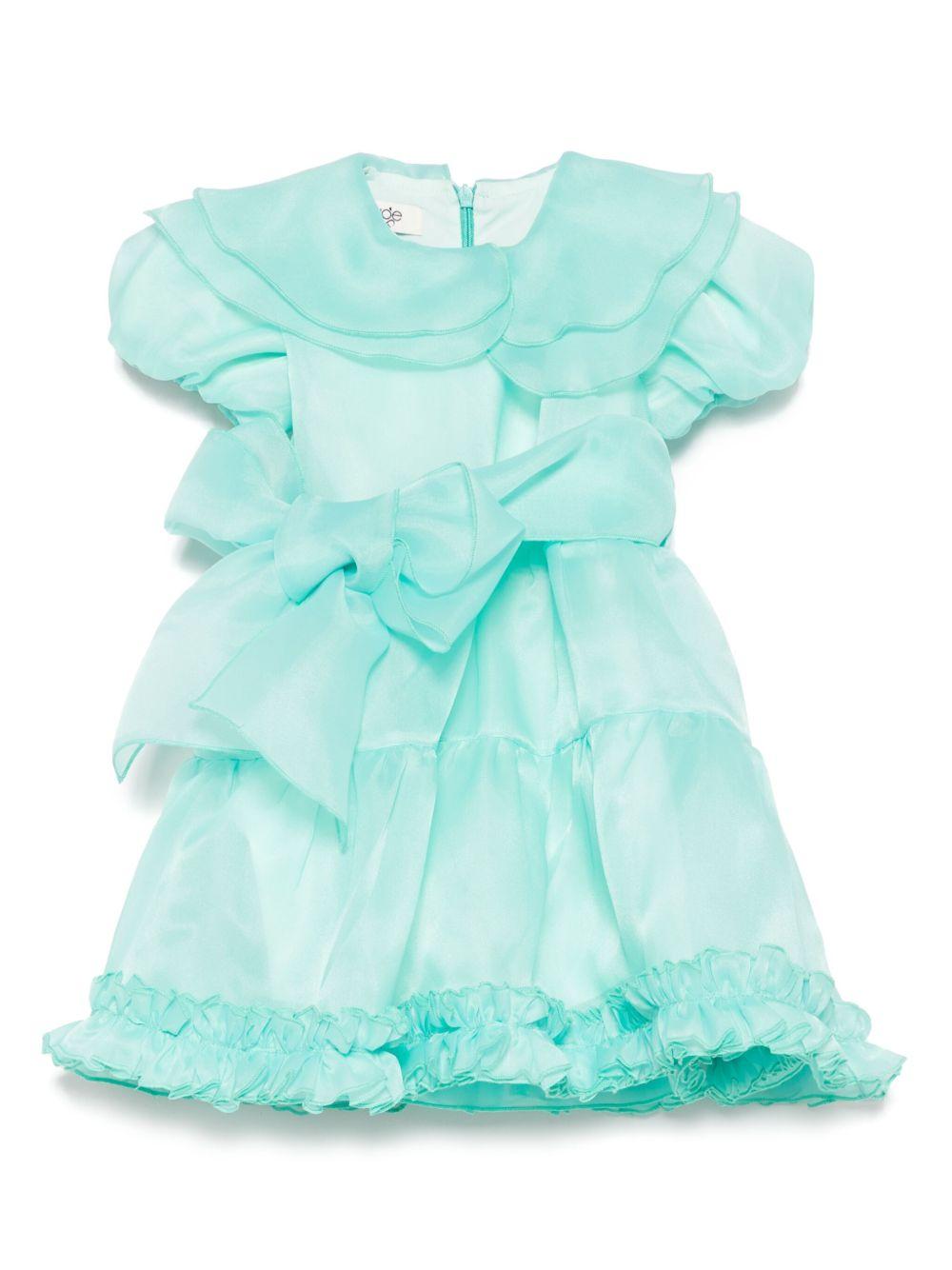 Abito per neonata A'lapage verde acquamarina con ruches AL22 TIFFANY A'LAPAGE 