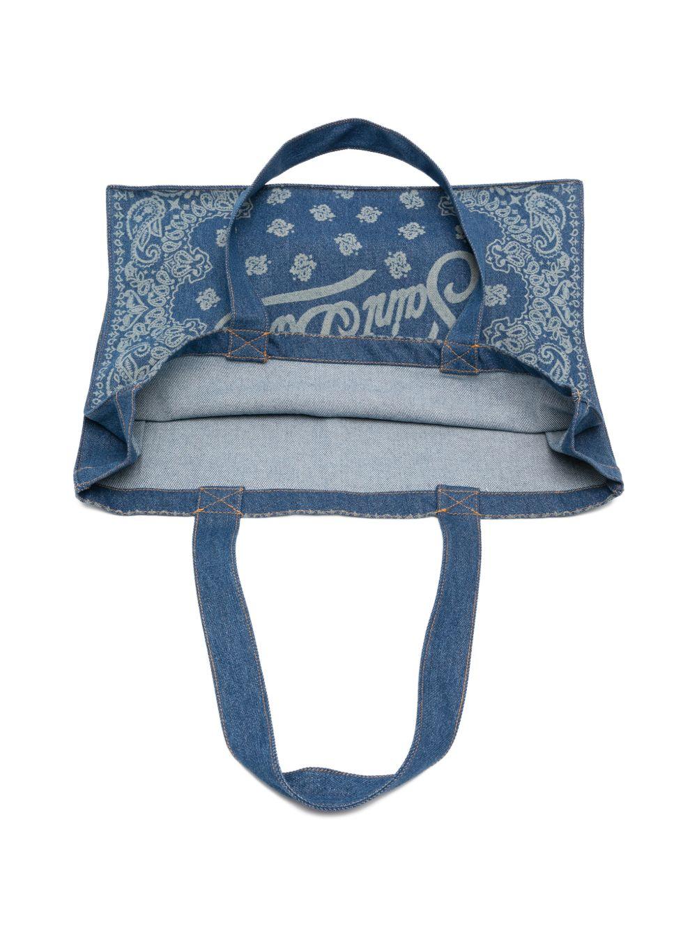Borsa tote Essential Bag N MC2 Saint Barth denim con stampa paisley e logo stampato EBAGN006 00780L MC2 ST. BARTH KIDS 