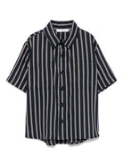 Camicia gessata per bambino Paolo Pecora Kids blu con colletto classico PP4028 BLU PAOLO PECORA KIDS 