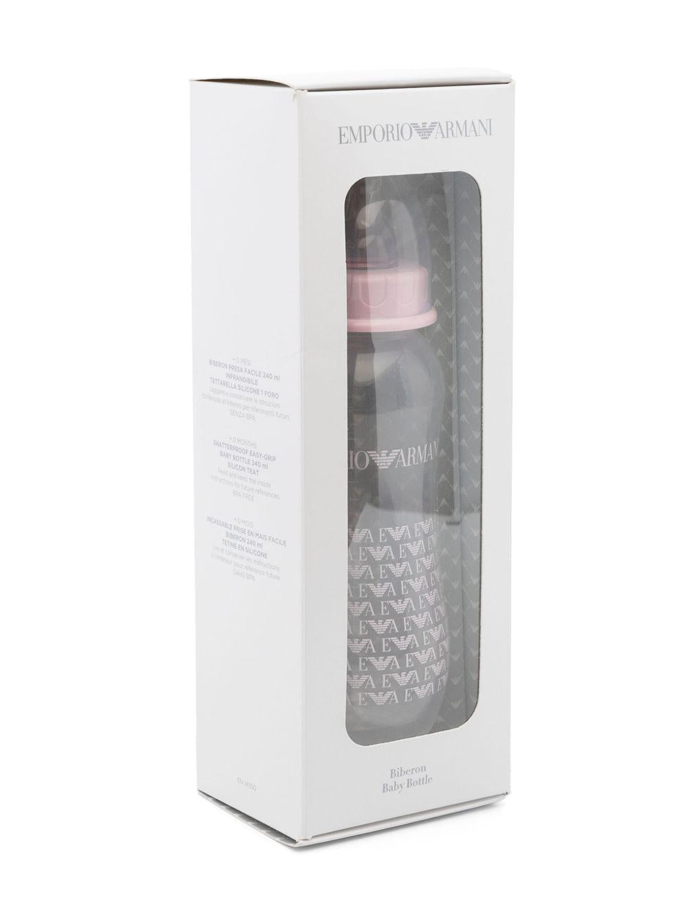 Set biberon per neonata Emporio Armani Kids rosa con stampa con monogramma 409172 CC919 00372 EMPORIO ARMANI KIDS 