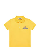 Polo da bambino Moschino kids giallo con stampa orsetto HSM03YLFA09 50577 MOSCHINO KIDS 