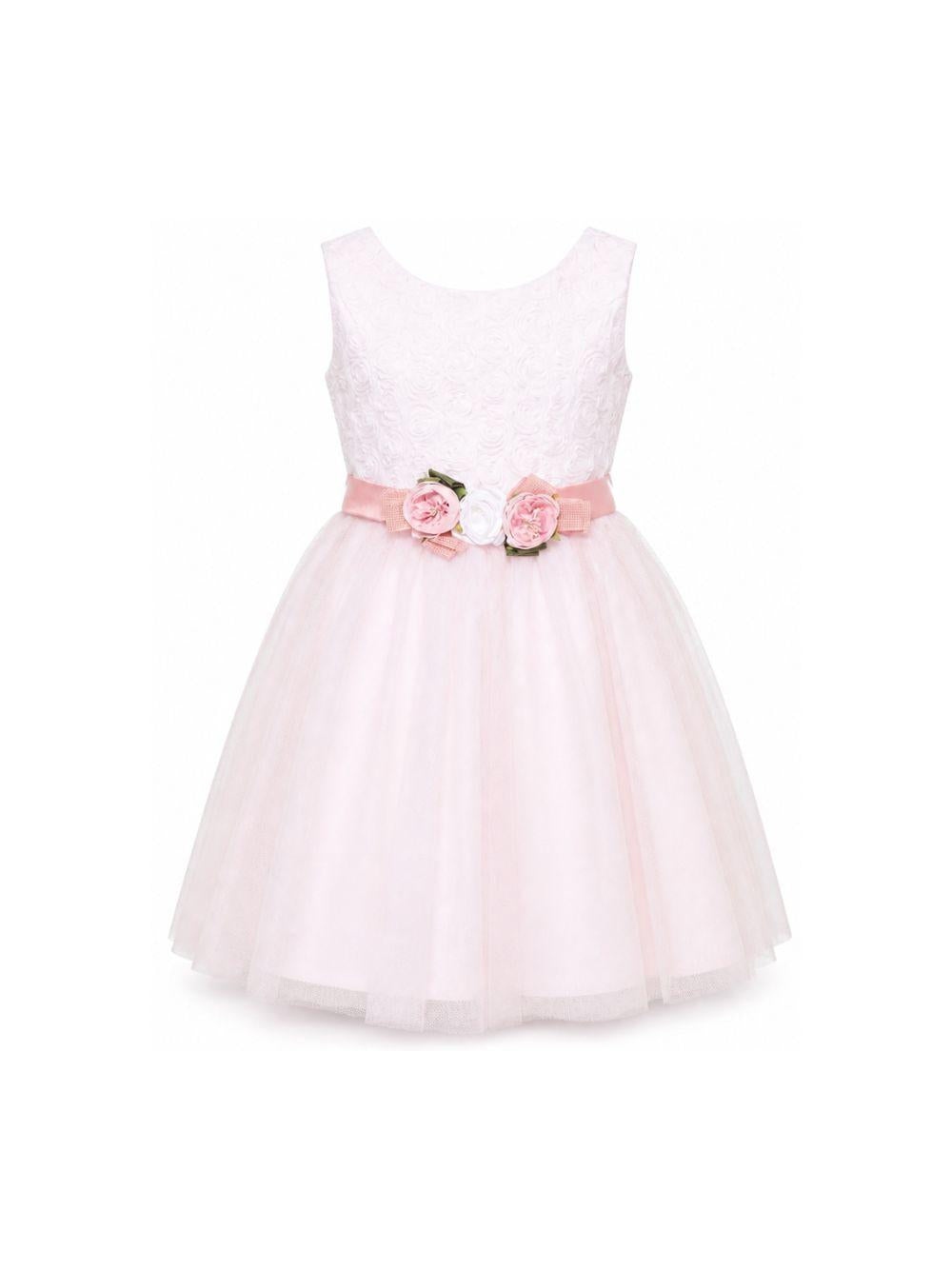 Abito per bambina Colorichiari Kids rosa con applicazioni floreali in vita FB108523 1807 1084 COLORICHIARI KIDS 