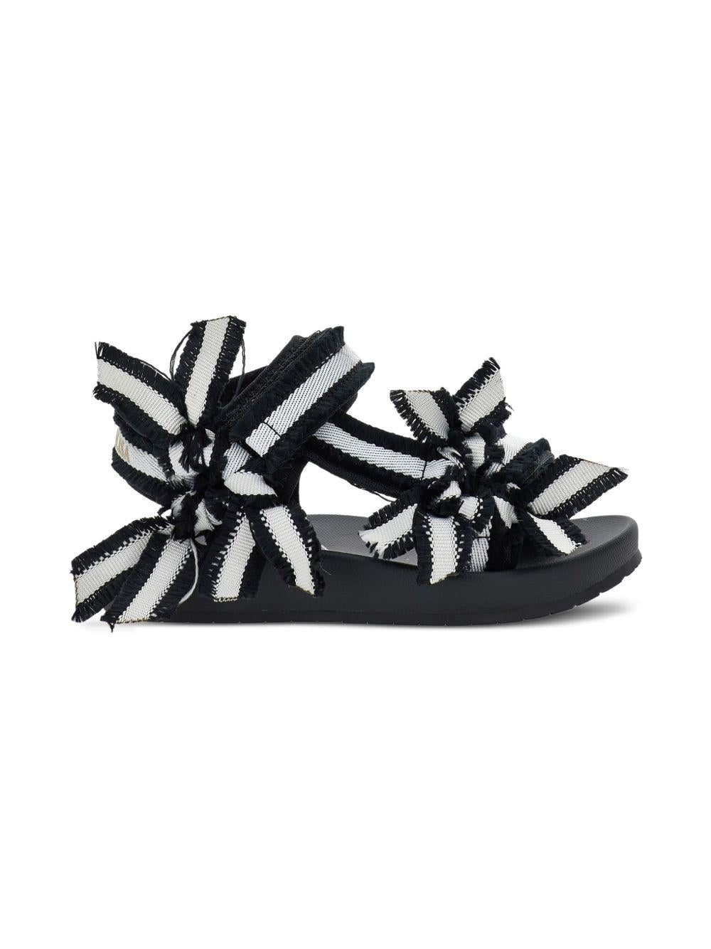 Sandali per bambina Monnalisa nero a righe 8CG000 7700 9950 MONNALISA KIDS 