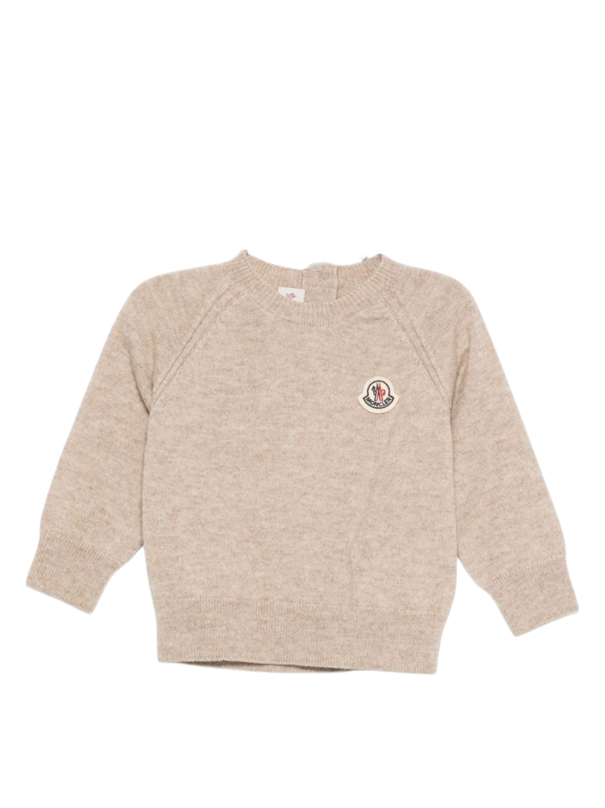 Maglione per neonato Moncler Enfant beige con toppa con logo K29519C00001M1223 230 MONCLER ENFANT 