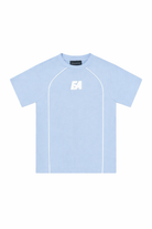 T-shirt per bambino Emporio Armani Kids azzurra con toppa con logo sul davanti EB001345 AF10497 U9360 EMPORIO ARMANI KIDS 