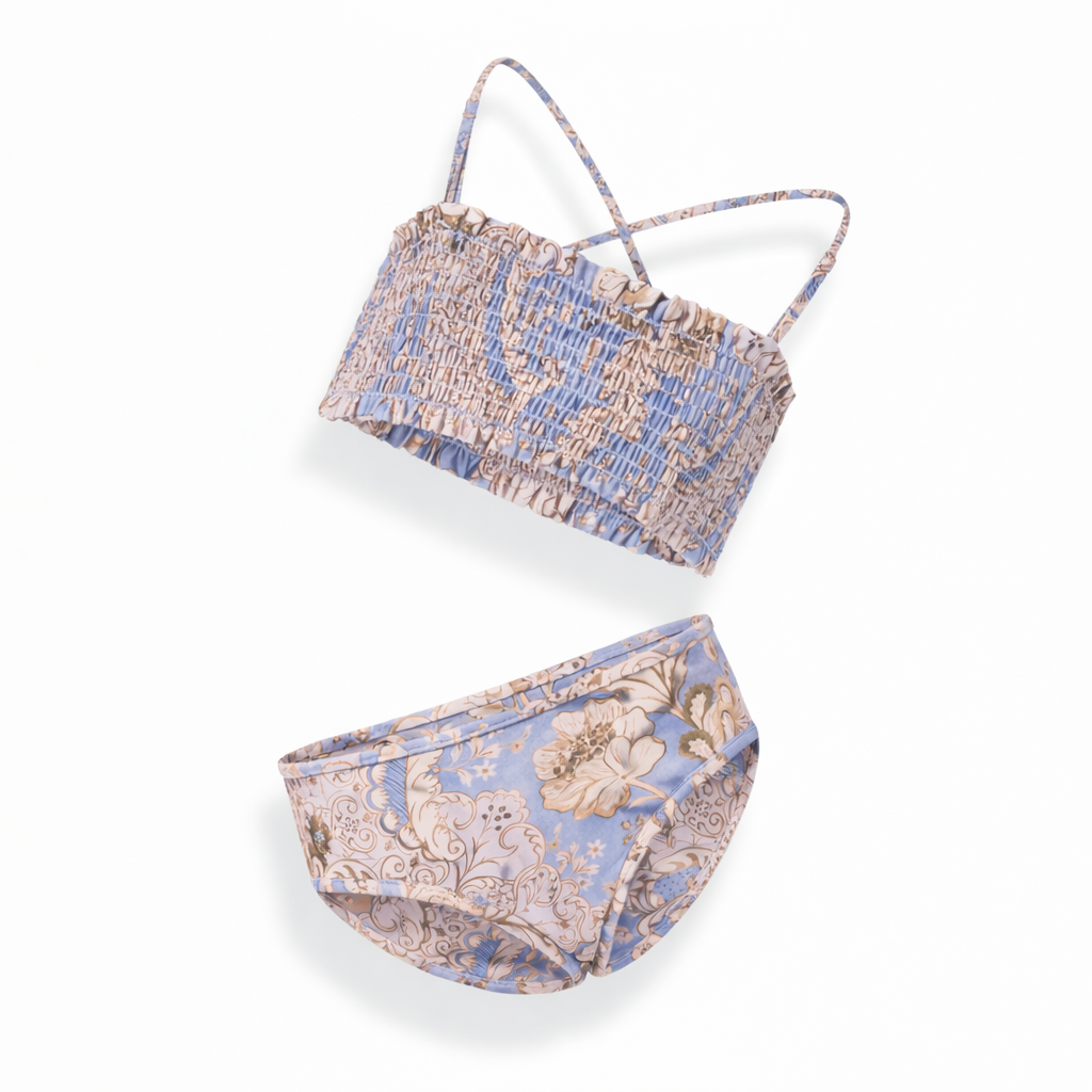 Costume due pezzi per bambina Zimmermann Kids blu con stampa floreale 6153WR S263 ZIMMERMANN KIDS 