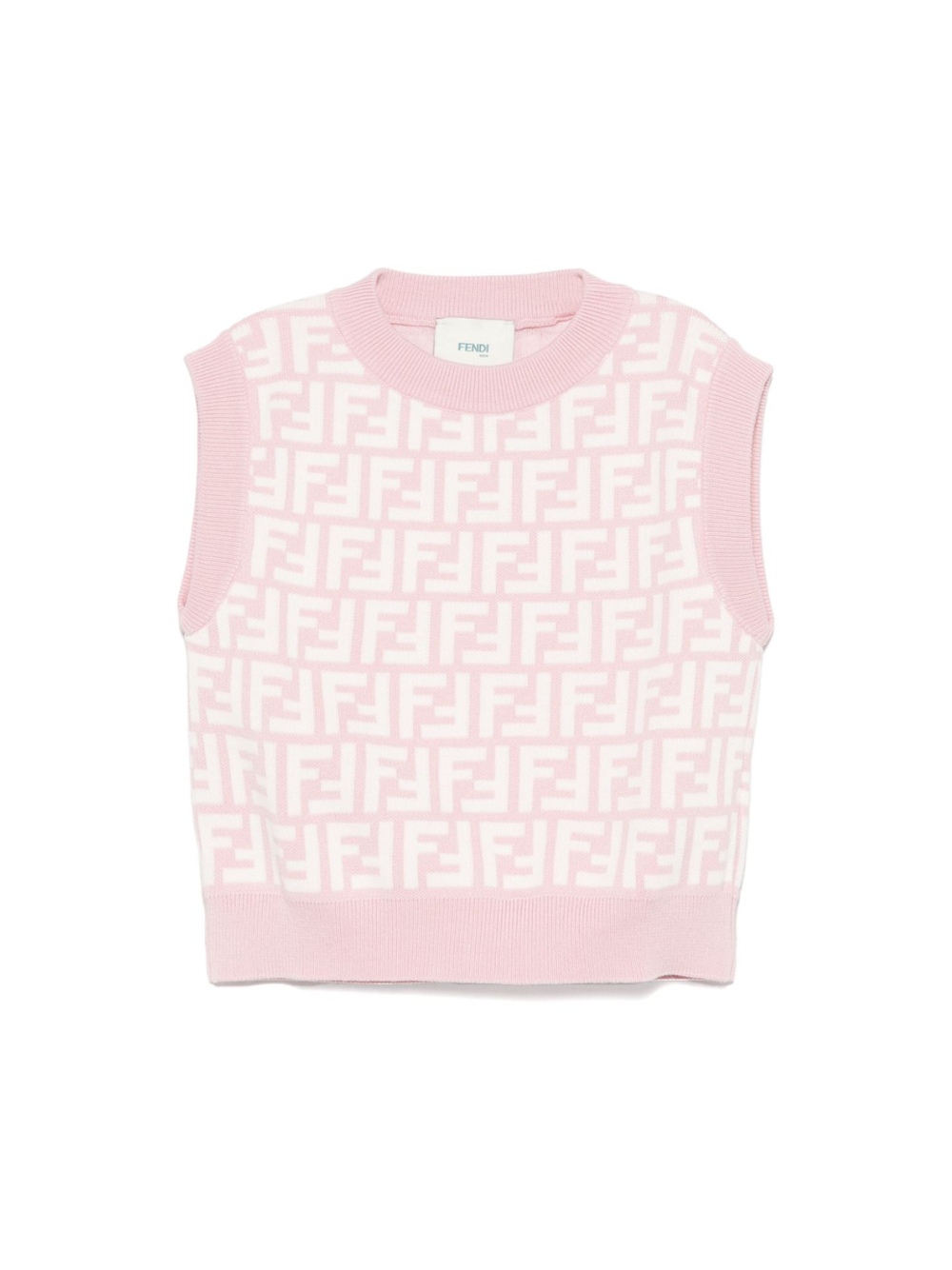 Top in maglia junior per neonata Fendi Kids rosa con orlo dritto JFG200 AQUH F1R4T FENDI KIDS 