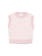 Top in maglia junior per neonata Fendi Kids rosa con orlo dritto JFG200 AQUH F1R4T FENDI KIDS 