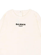 Felpa per neonato Balmain Kids bianca avorio con stampa logo sul davanti BZ4010 Z3183 102NE BALMAIN KIDS 