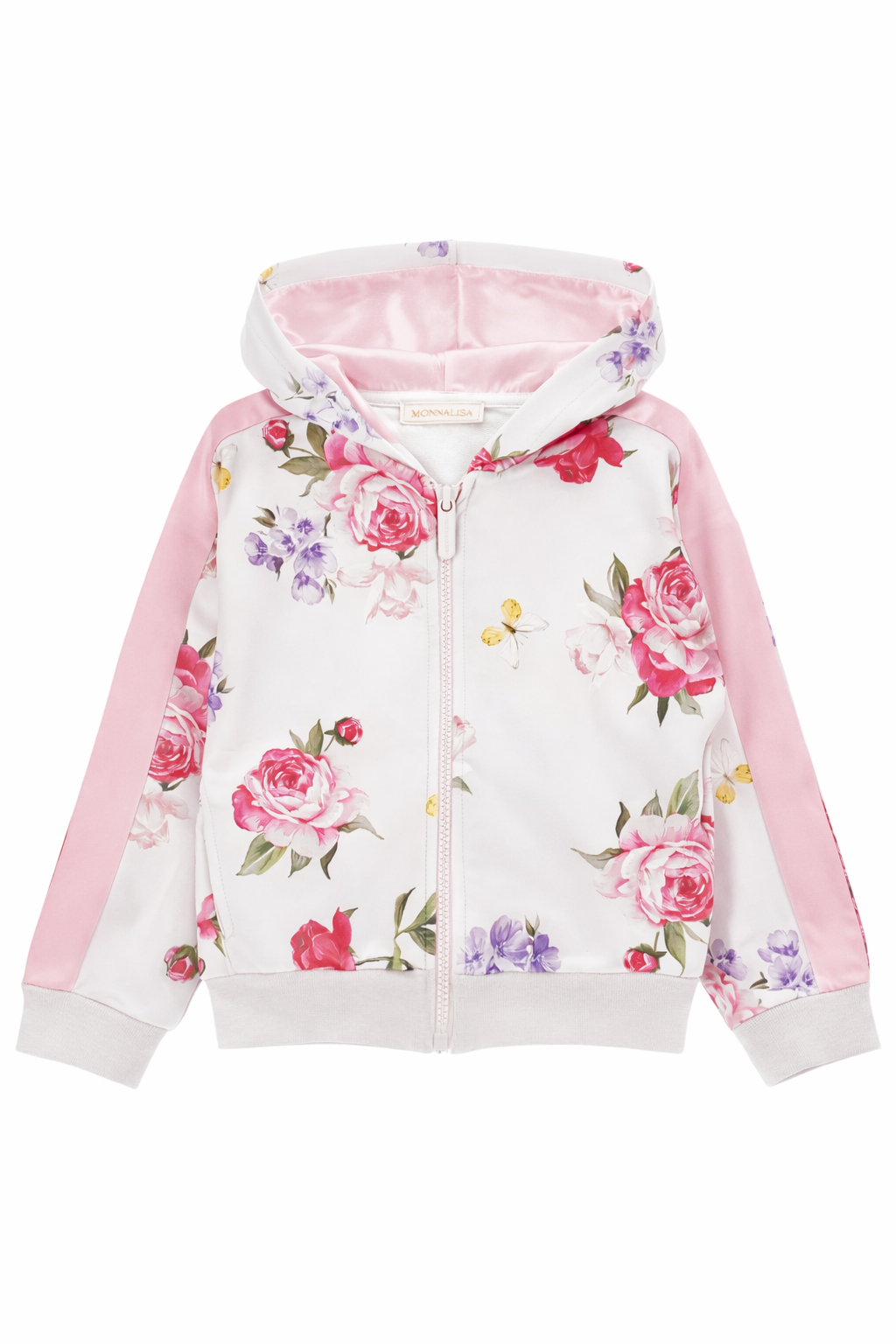 Felpa per bambina Monnalisa bianca con stampa fiori all-over 19G800 7009 9990 MONNALISA KIDS 