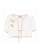 Cardigan per neonata Gensami bianco con applicazione farfalle CARD-BUTTERFLY-CO OFF WHITE/PINK GENSAMI 